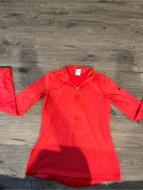 Nike  Bright Red Long-Sleeve Swim Rashguard with Zip